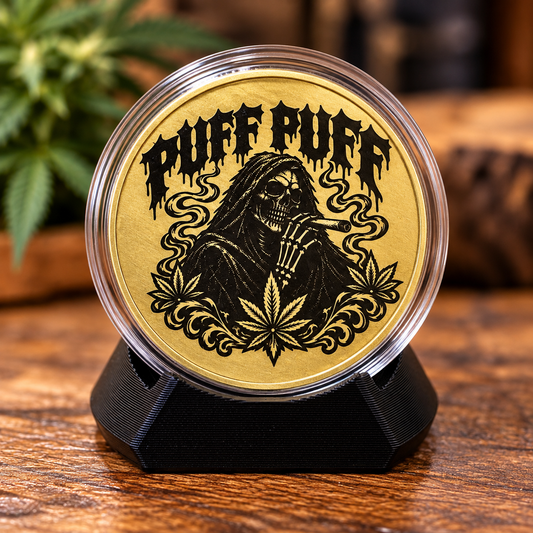 Puff Puff Pass Decision Coin — Grim Reaper Solid Brass Flip Coin | Laser-Engraved Gothic Novelty Coin