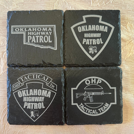 Oklahoma Highway Patrol Tactical Team Slate Coasters