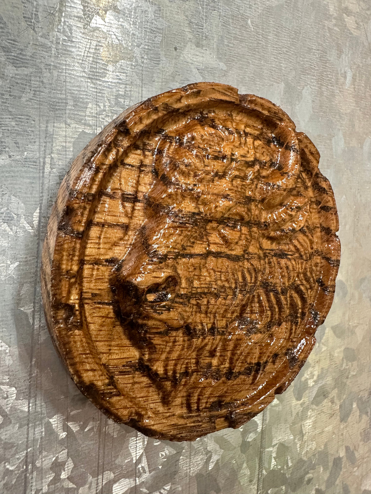 3D Carved Buffalo Magnet – Stained Red Oak