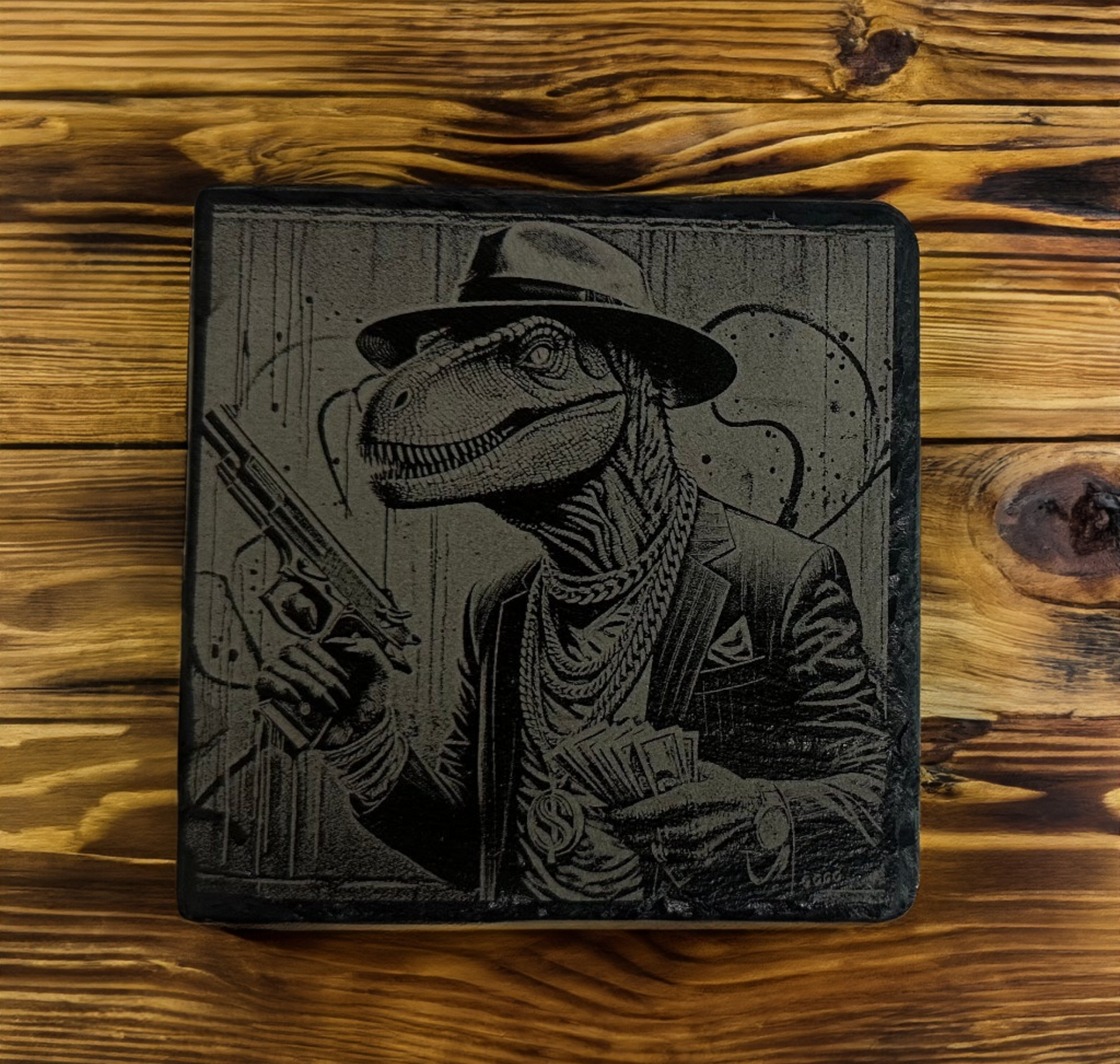 Gangster Raptors Slate Coasters